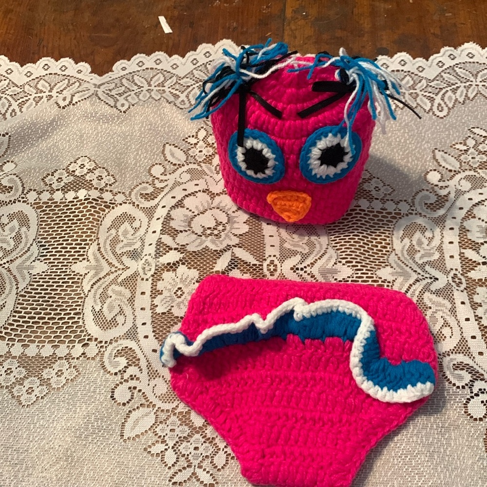 🔥3/$30🔥NWOT OWL outfit handcrochet baby girl Sz 0-3 m costume party gift photo
